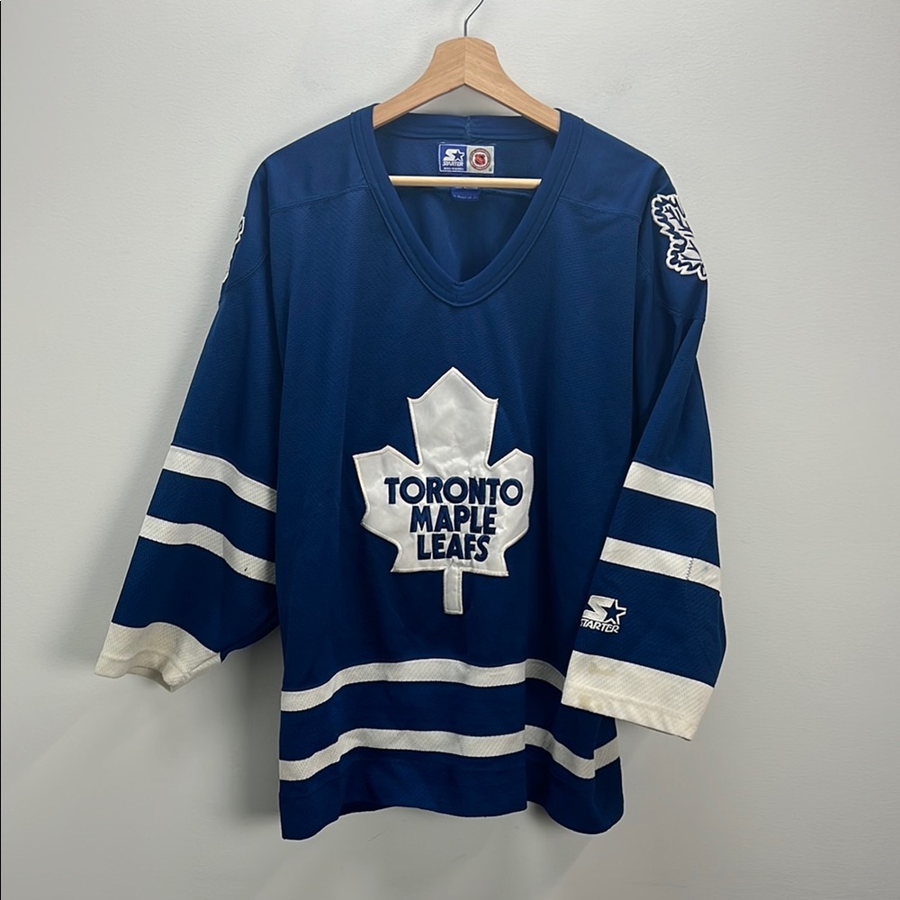 Vintage Toronto Maple Leafs Starter NHL Hockey Jersey Medium Blue White 90s